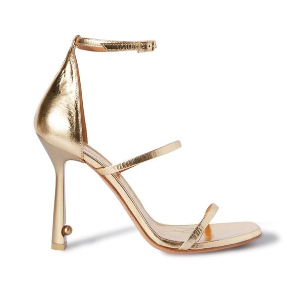 OFF-WHITE GOLD LOLLIPOP STRAPPY METALLIC SANDALS - Picture 1 of 9